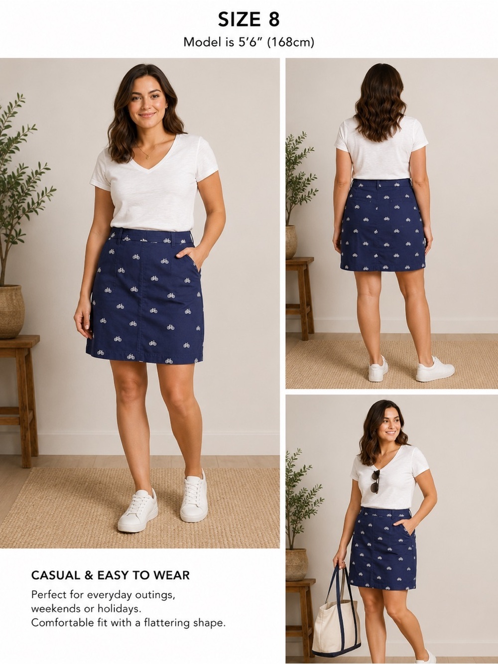 Cambridge Dry Goods Bicycle Theme Cotton Stretch Skirt 8